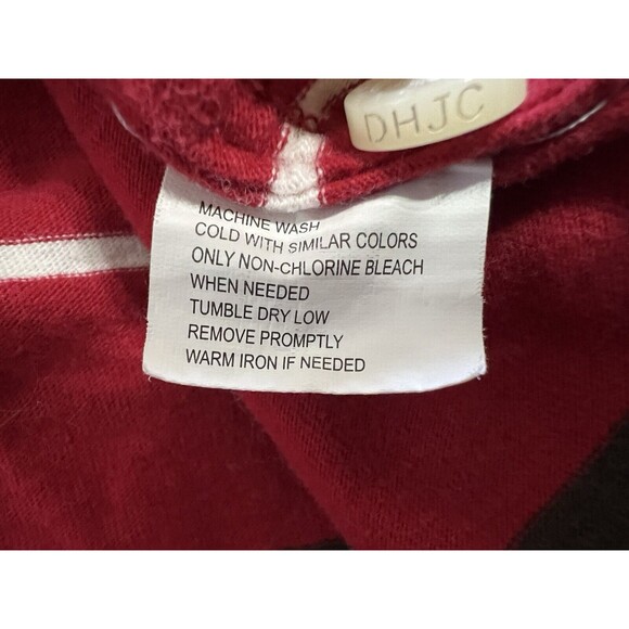 Duck Head Long Sleeve Polo Shirt Mens Small Athletic Fit Striped Red White Green - Picture 7 of 10